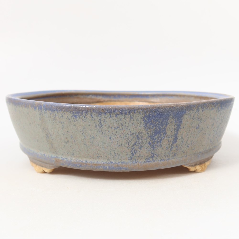 Ceramic bonsai pot, 21.5 x 21.5 x 6 cm, blue