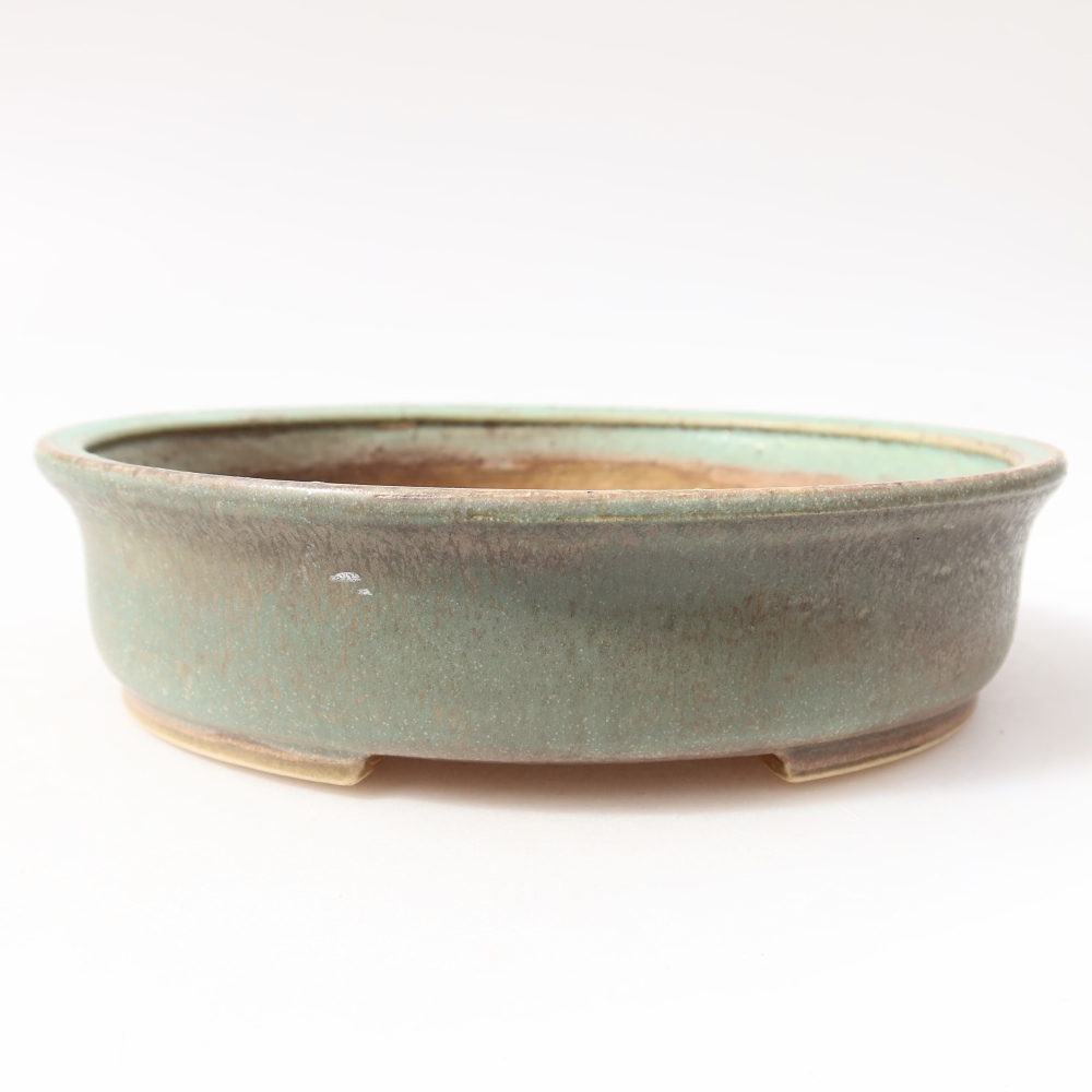 Ceramic bonsai pot, 18 x 16.5 x 4.5 cm, green