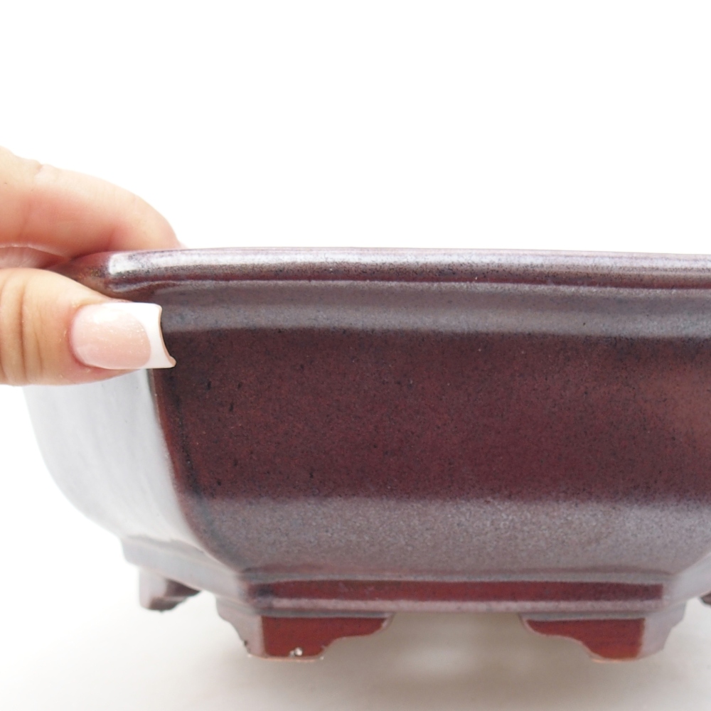 Ceramic bonsai bowl 24 x 21 x 7,5 cm, colour burgundy