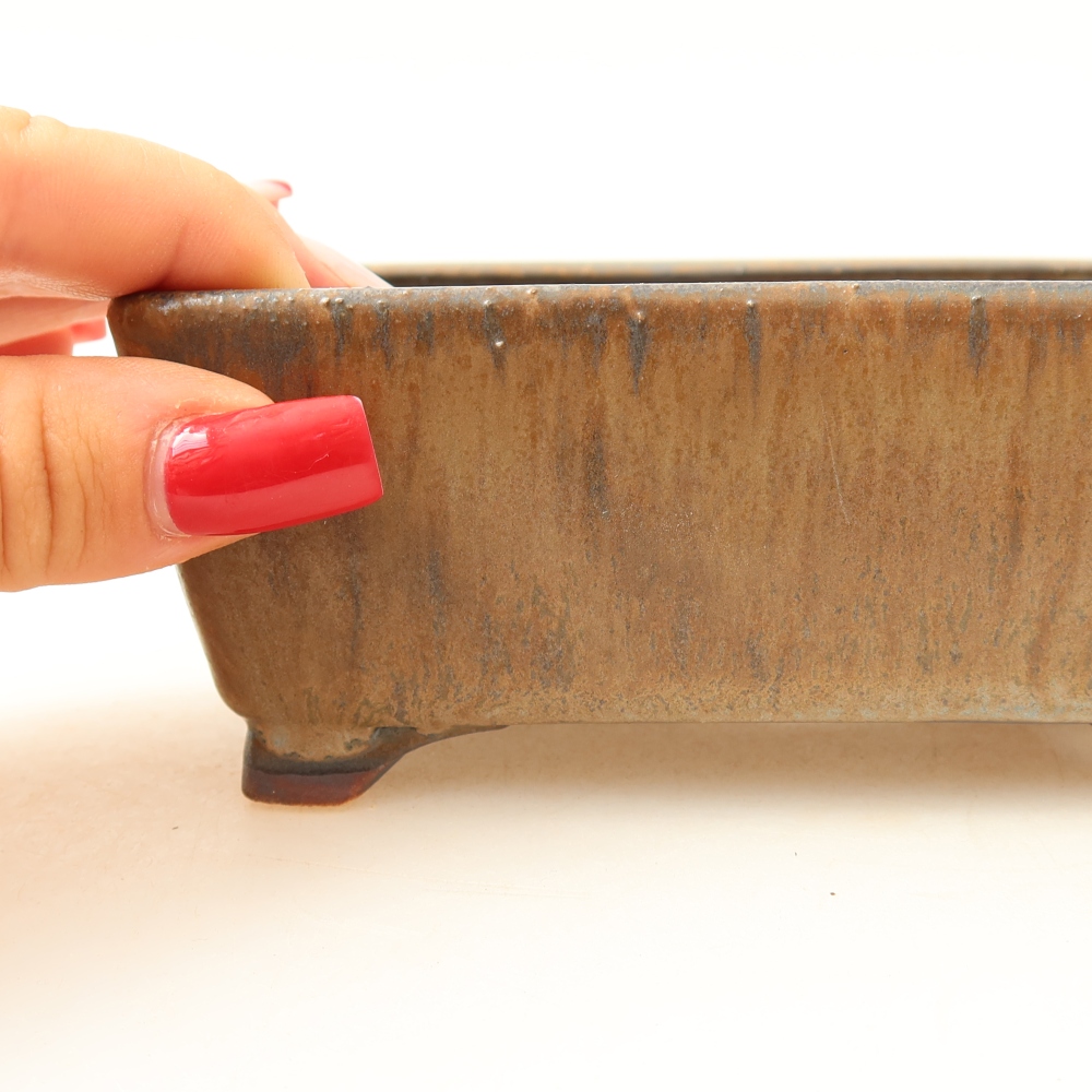 Ceramic bonsai pot, 13.5 x 11 x 5 cm, brown