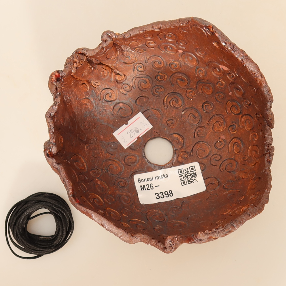Ceramic Kokedama Pot, 12.5 x 11.5 x 8.5 cm, brown