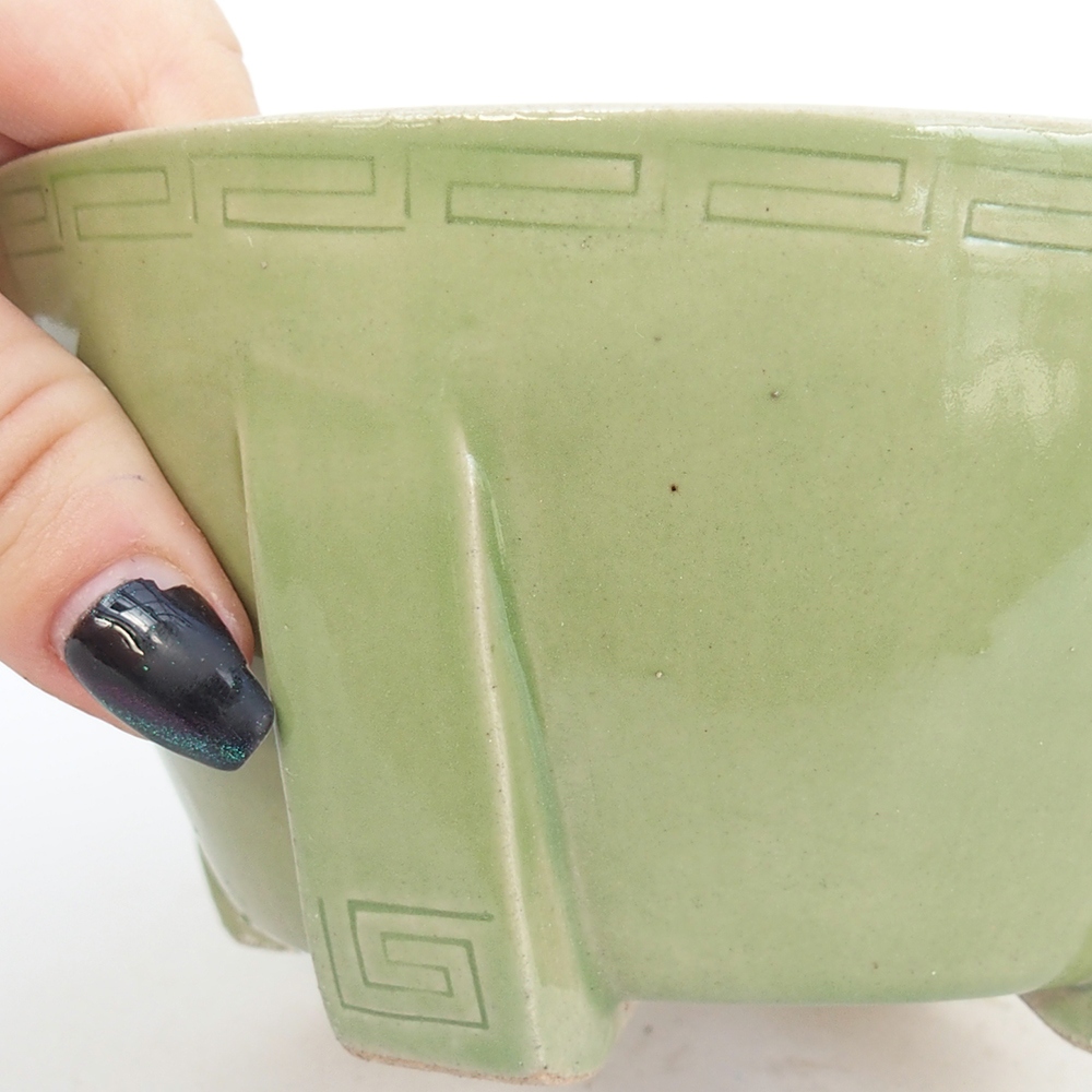 Ceramic bonsai bowl 13,5 x 13,5 x 6,5 cm, green