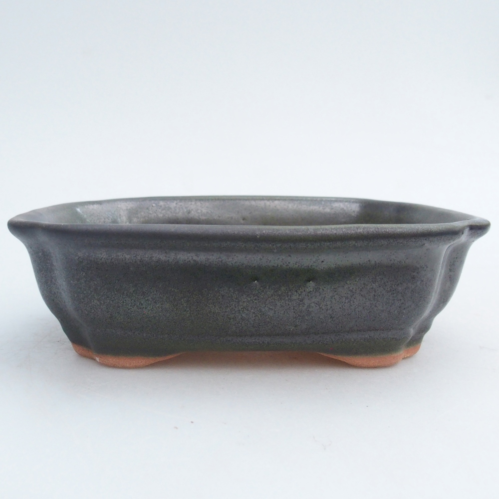Ceramic bonsai bowl 16 x 12 x 5 cm, green