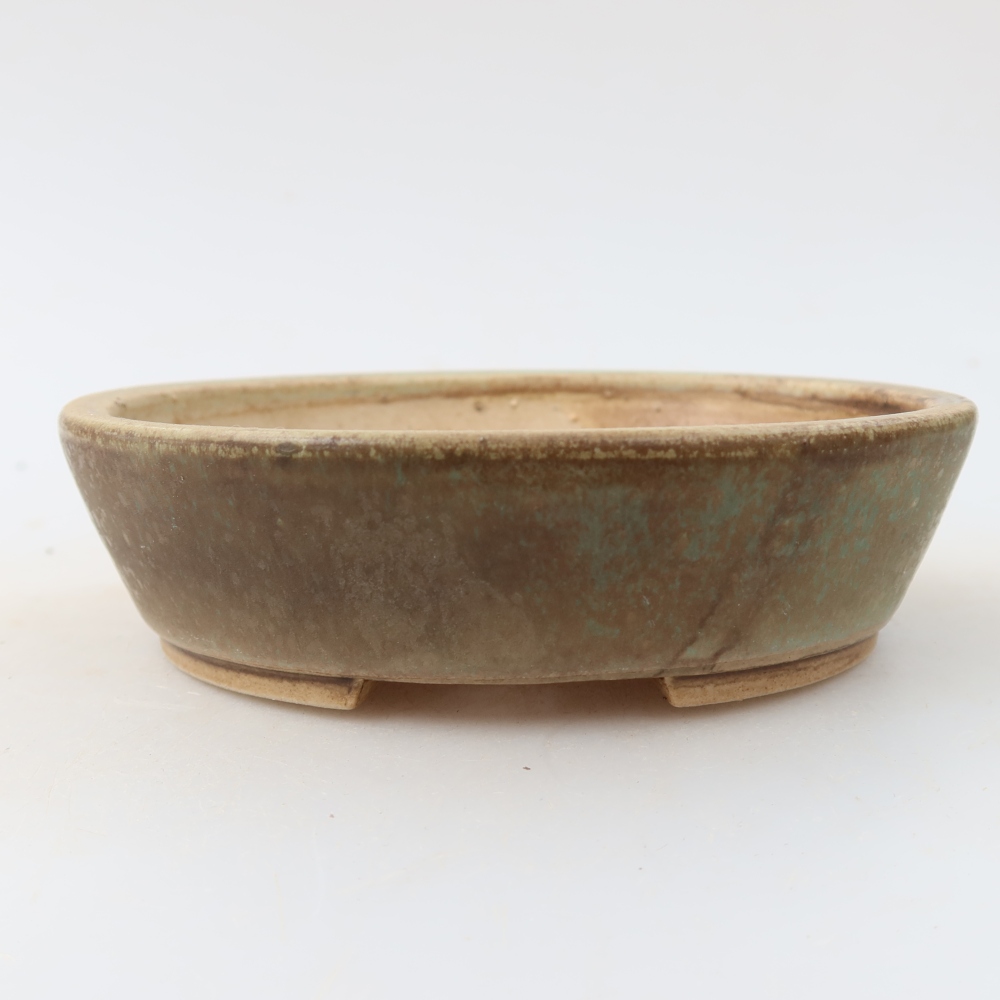 Ceramic bonsai pot, 12.5 x 10.5 x 3.5 cm, green