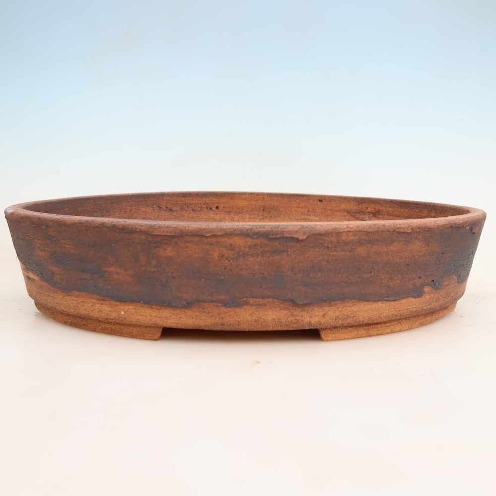 Ceramic bonsai pot, 38 x 30 x 7.5 cm, brown