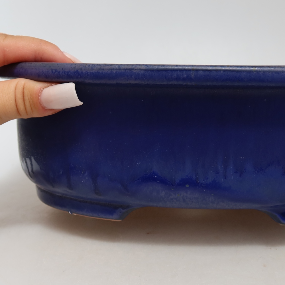 Ceramic bonsai bowl 26 x 22 x 8 cm, colour blue