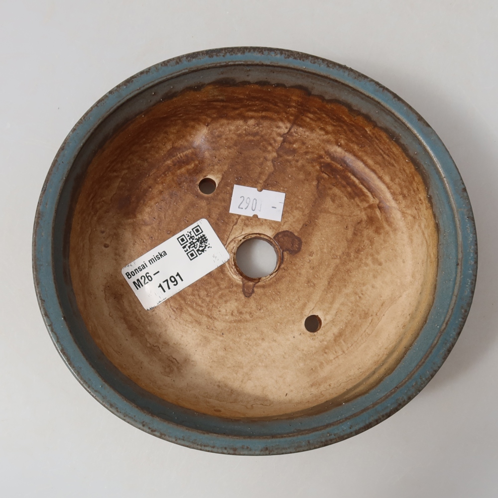 Ceramic bonsai pot, 15.5 x 14.5 x 4 cm, blue