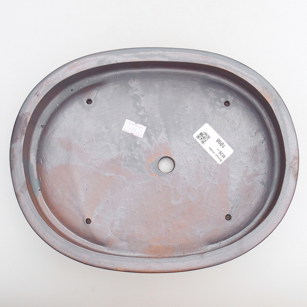 Ceramic bonsai bowl 26 x 20 x 5 cm, metal colour