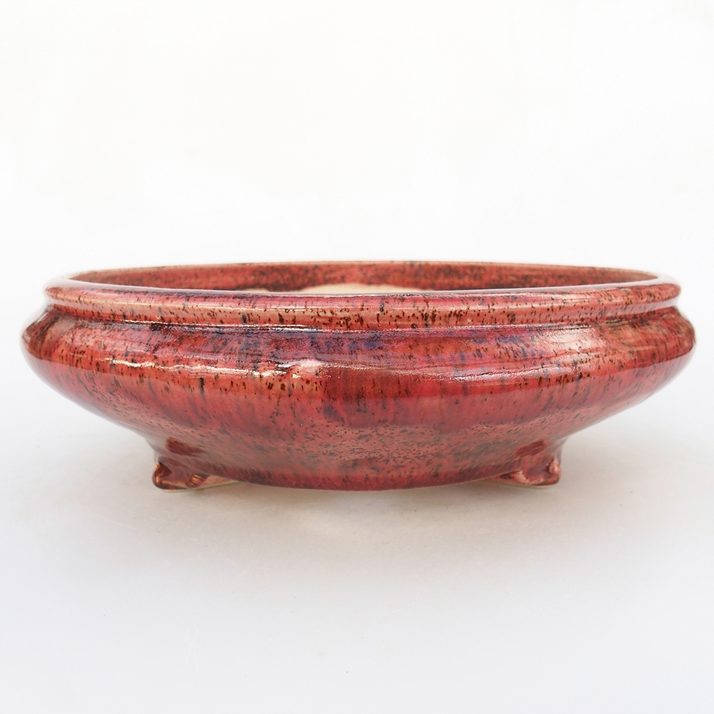 Ceramic bonsai bowl 25 x 25 x 7,5 cm, colour red