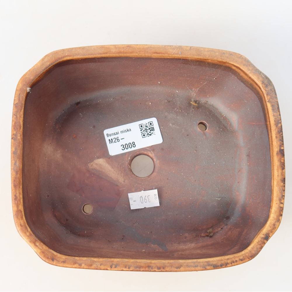 Ceramic bonsai pot, 17.5 x 14.5 x 5 cm, brown