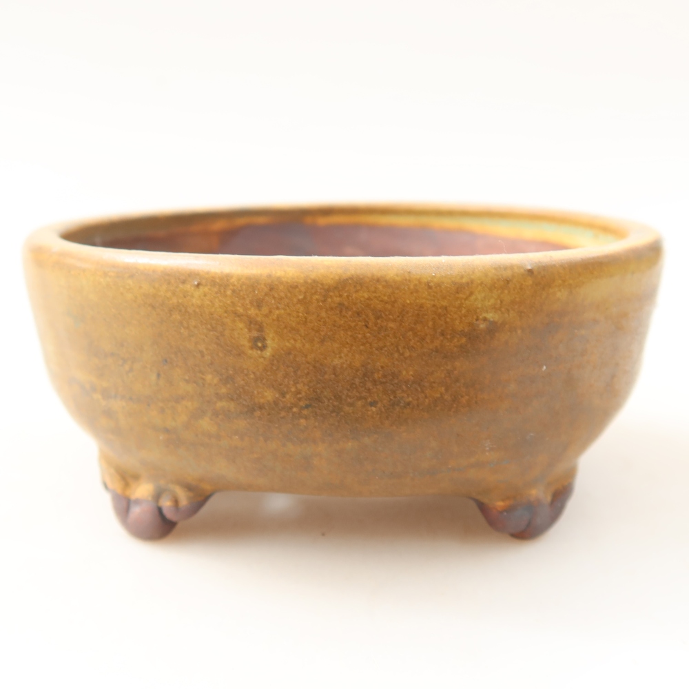 Ceramic bonsai pot, 10.5 x 10.5 x 4 cm, brown