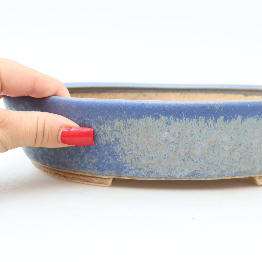 Ceramic bonsai pot, 27 x 24 x 5.5 cm, blue