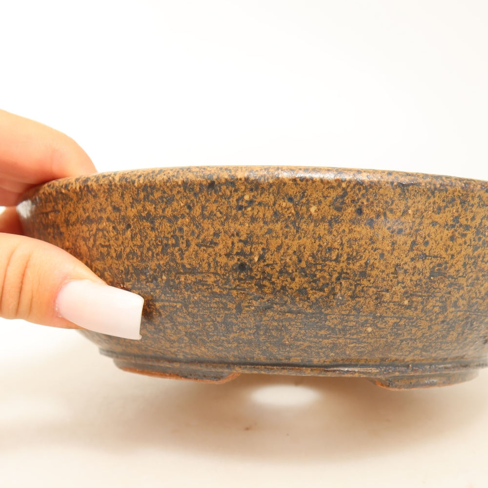 Ceramic bonsai pot, 17 x 17 x 5 cm, brown