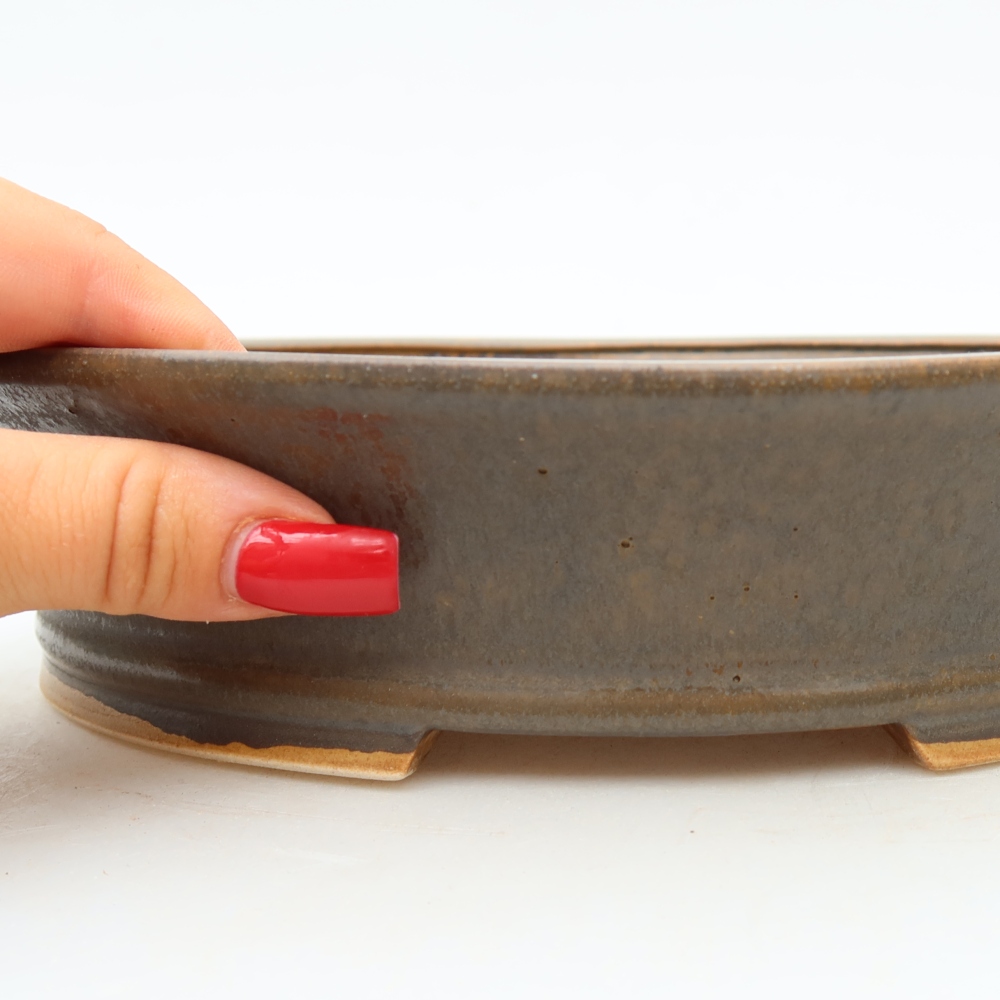 Ceramic bonsai pot, 24 x 21.5 x 5.5 cm, brown