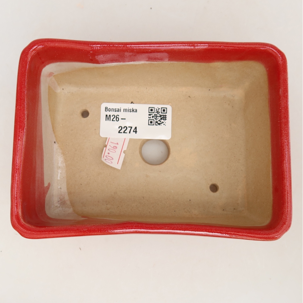 Ceramic bonsai pot, 13 x 9 x 5 cm, red