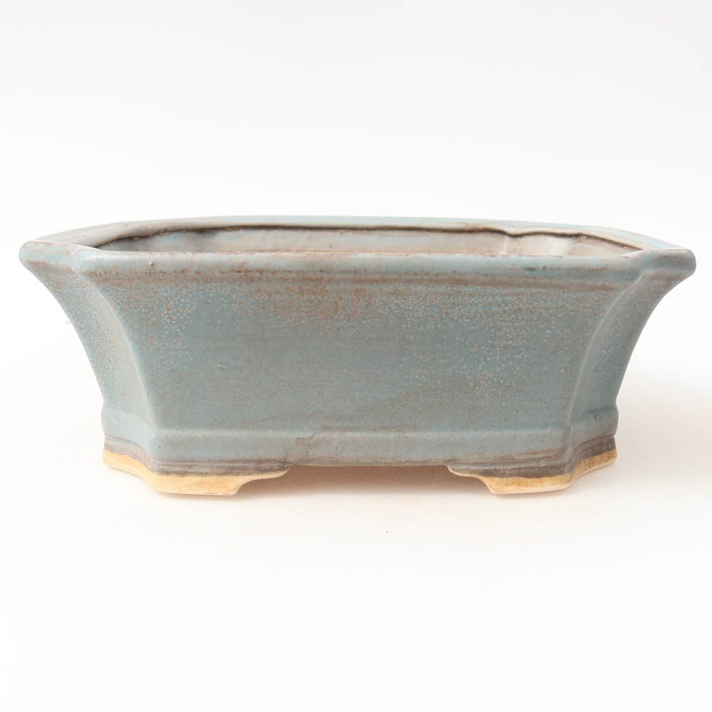 Ceramic bonsai pot, 18 x 15.5 x 6 cm, blue