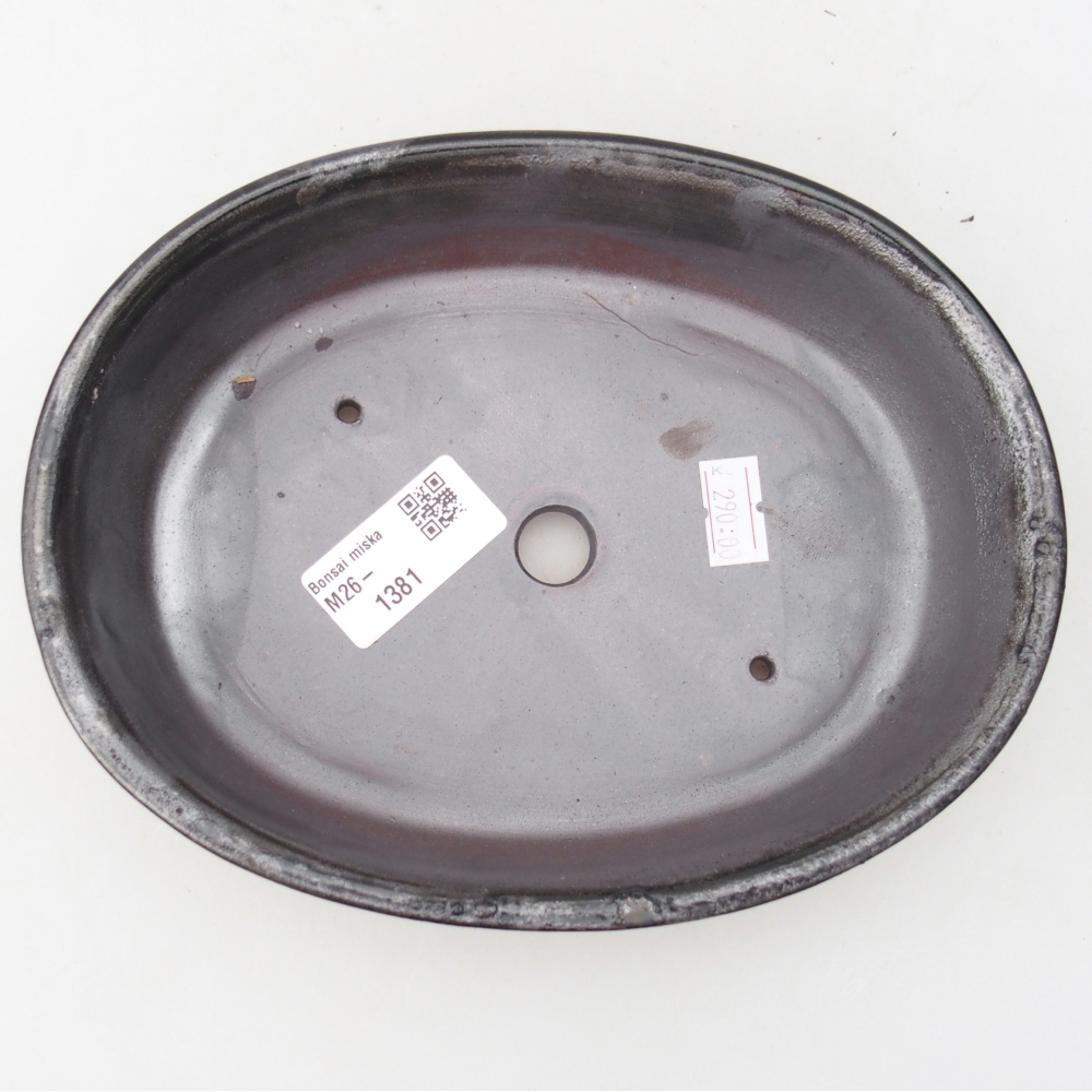 Ceramic bonsai bowl 19 x 14,5 x 4,5 cm, metal colour
