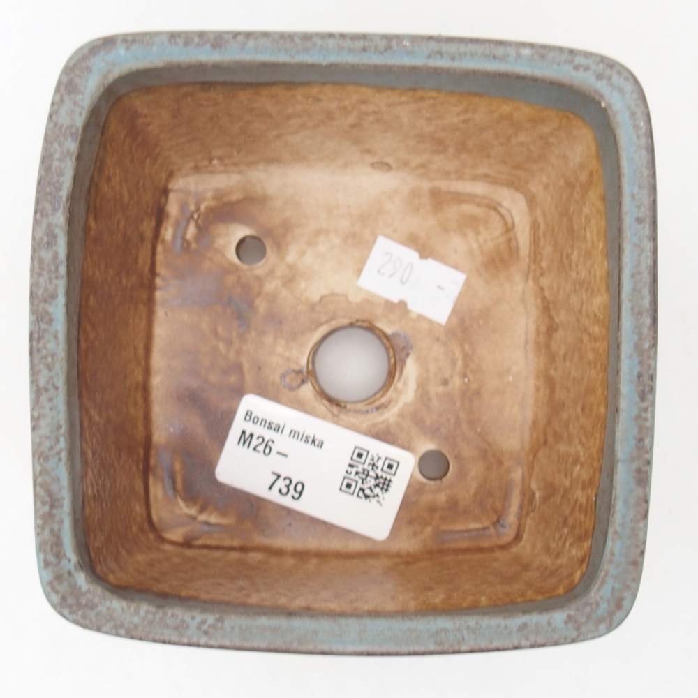Ceramic bonsai bowl 11 x 11 x 7 cm, colour blue
