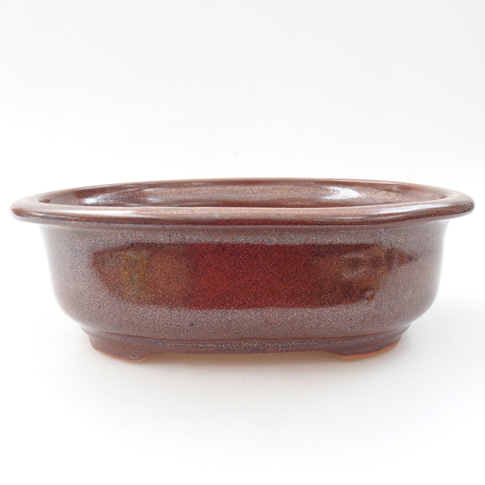 Ceramic bonsai bowl 18 x 14,5 x 6 cm, color brown