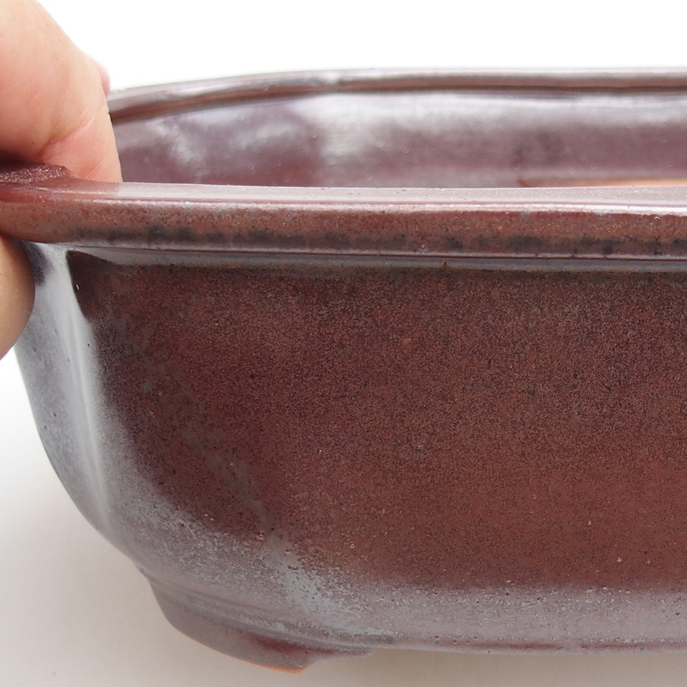 Ceramic bonsai bowl 22 x 16,5 x 7 cm, brown