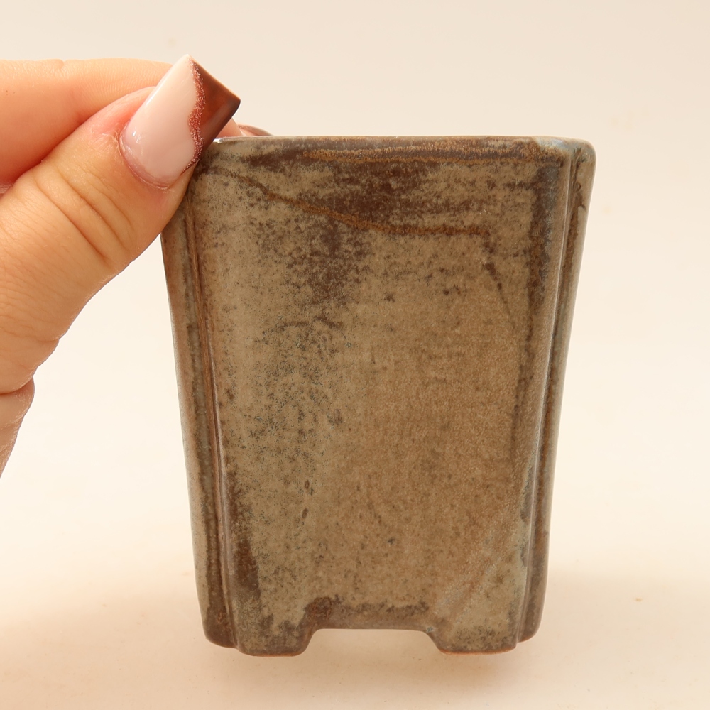 Ceramic bonsai pot, 7 x 7 x 8.5 cm, brown
