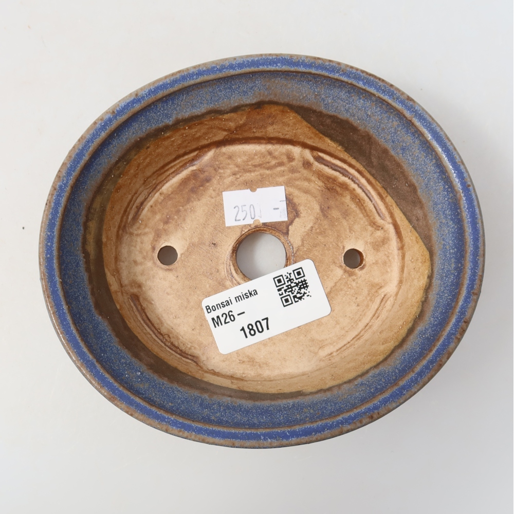 Ceramic bonsai pot, 12.5 x 11.5 x 4 cm, blue