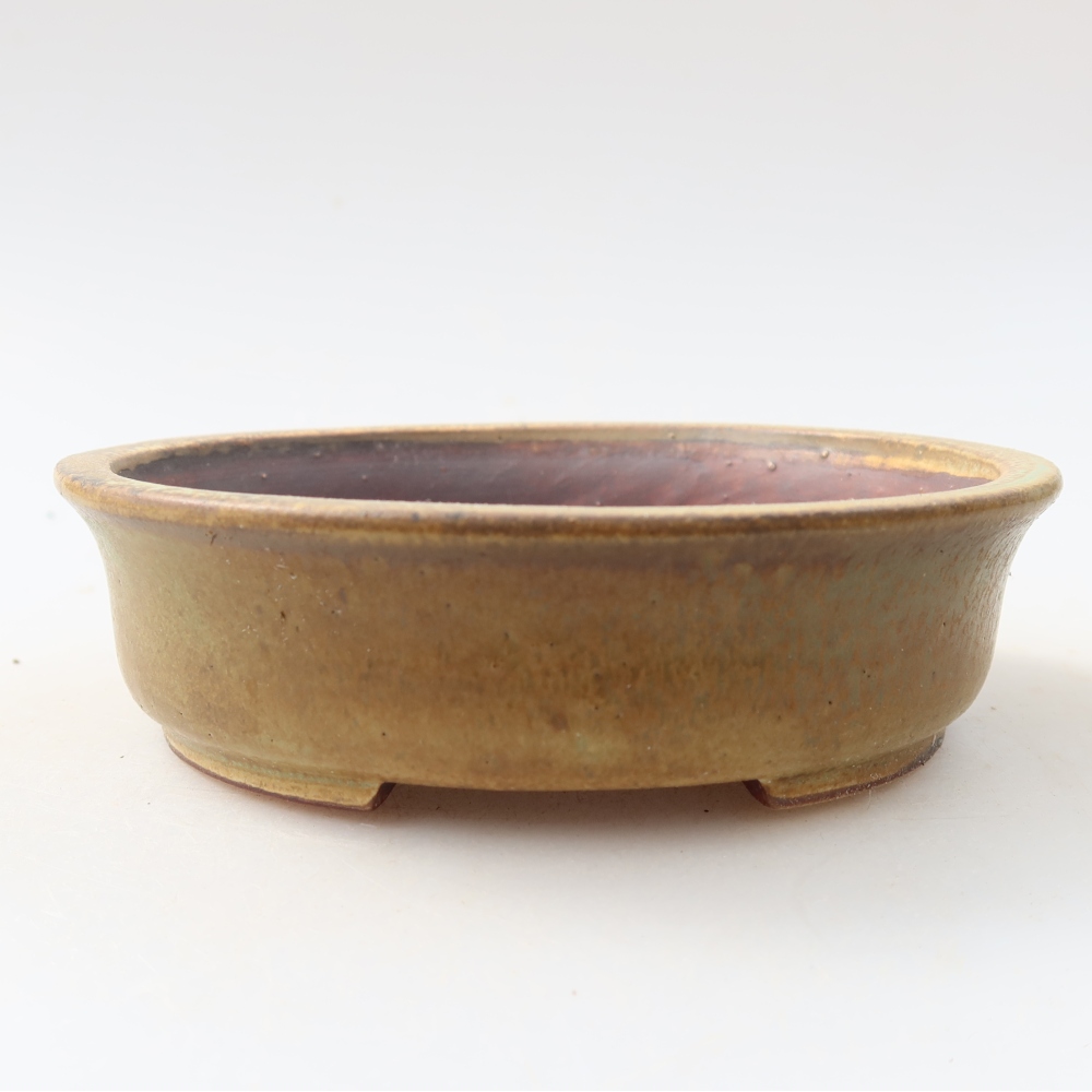 Ceramic bonsai pot, 12.5 x 11.5 x 3.5 cm, green