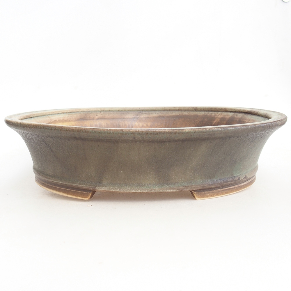 Ceramic bonsai bowl 32,5 x 28 x 7,5 cm, green