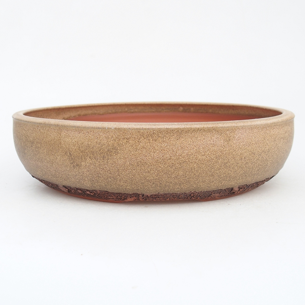 Ceramic bonsai bowl 24,5 x 24,5 x 6 cm, brown