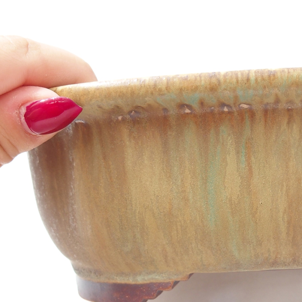 Ceramic bonsai bowl 20 x 16 x 7  cm, color green