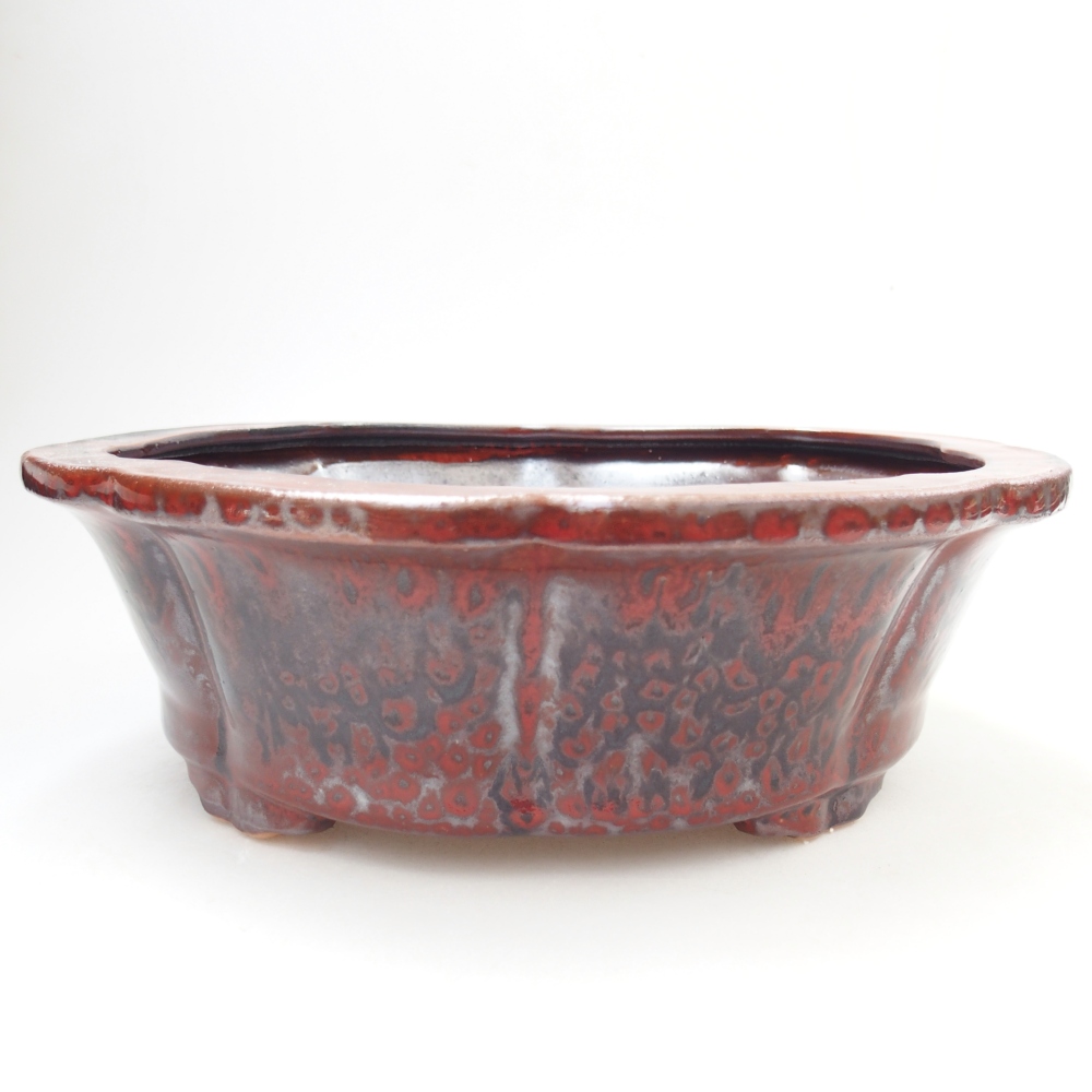 Ceramic bonsai bowl 26,5 x 26,5 x 8 cm, colour red