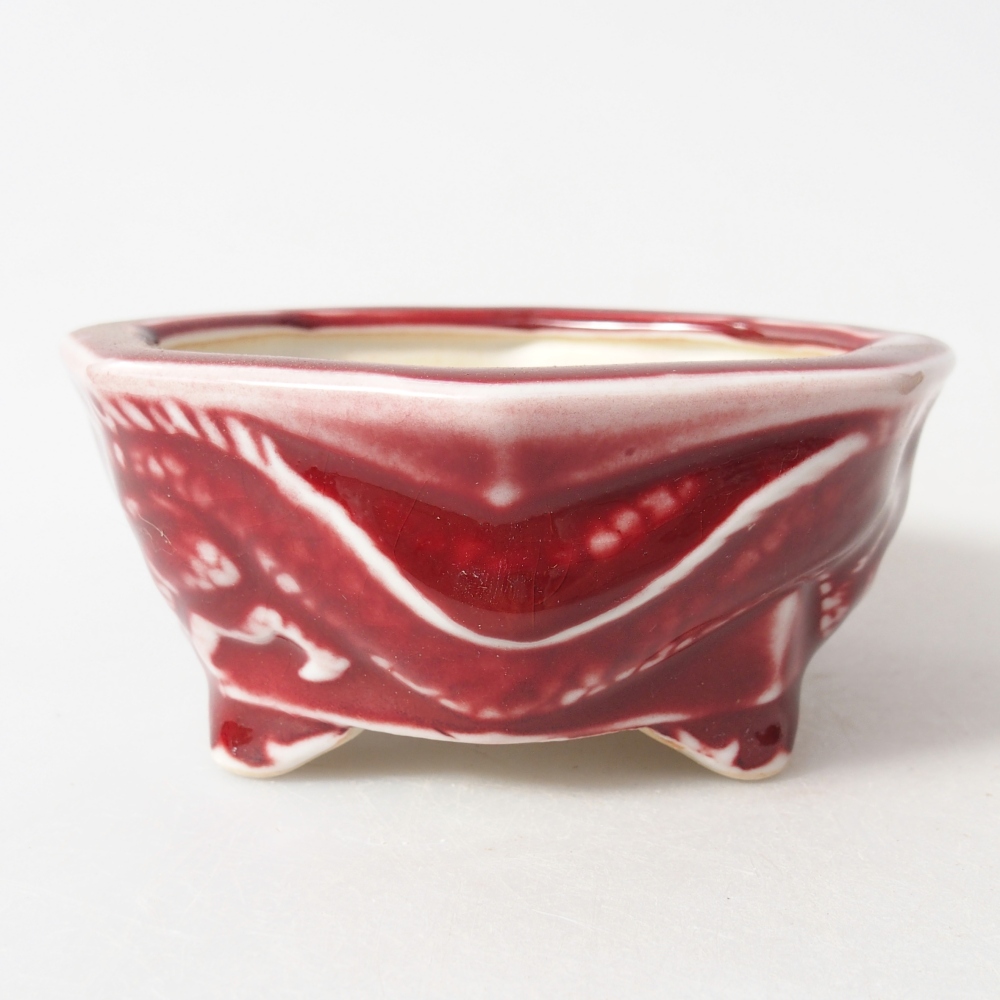Ceramic bonsai bowl 11,5 x 11 x 5 cm, colour red