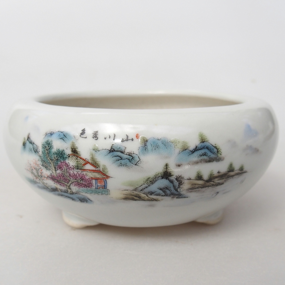 Ceramic bonsai bowl 10 x 10 x 5 cm, colour white