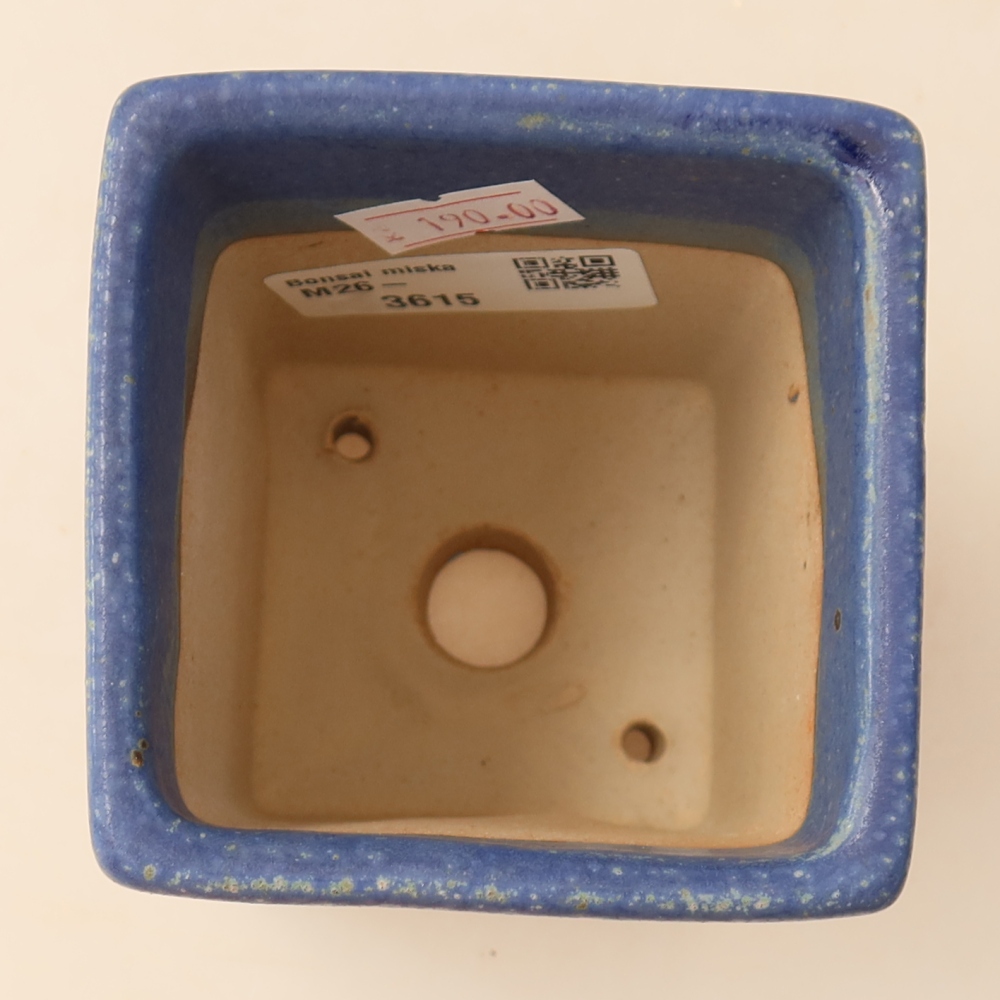 Ceramic bonsai pot, 7.5 x 7.5 x 10 cm, blue