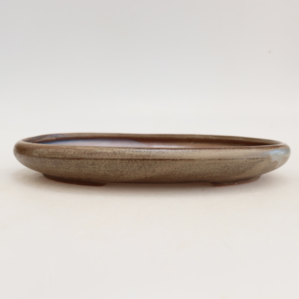 Ceramic bonsai bowl 22,5 x 16,5 x 3 cm, brown