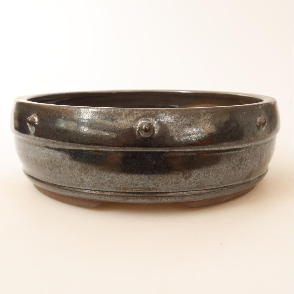 Ceramic bonsai bowl 18,5 x 18,5 x 6 cm, brown