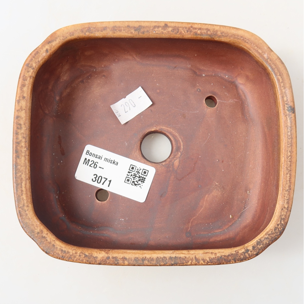 Ceramic bonsai pot, 13.5 x 12 x 4 cm, brown