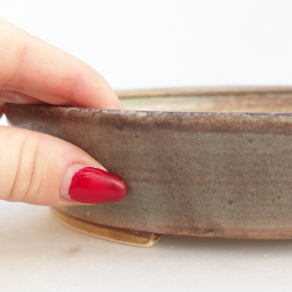Ceramic bonsai bowl 21 x 19 x 4,5 cm, green