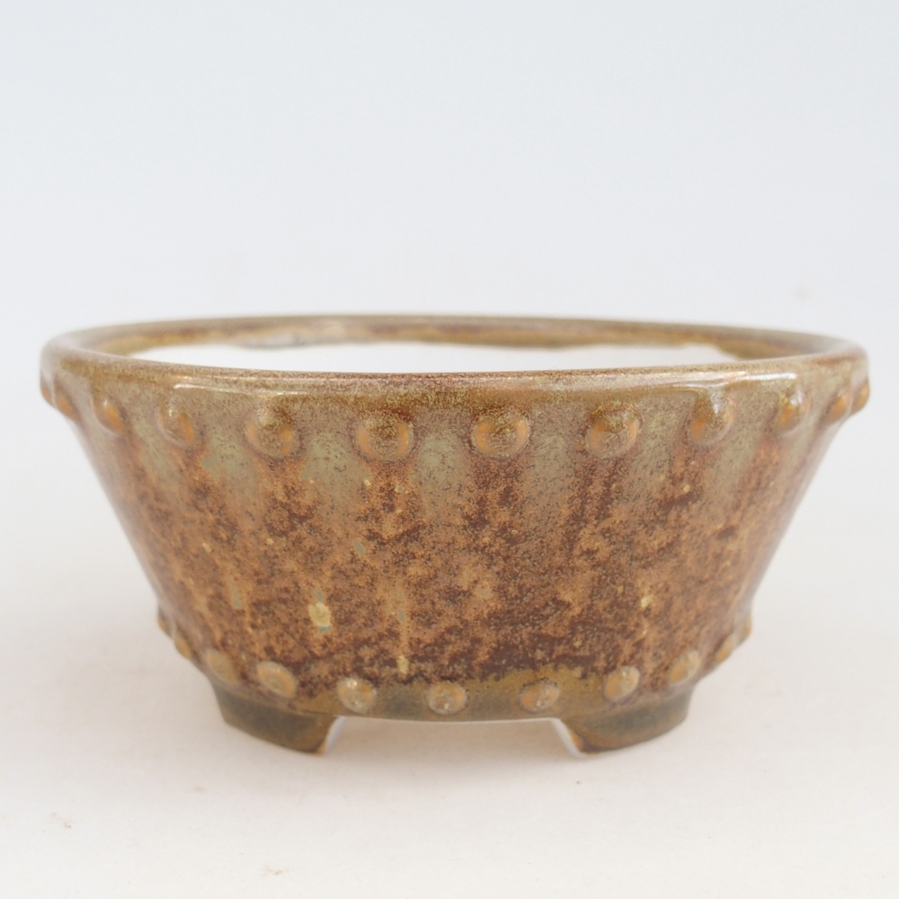 Ceramic bonsai bowl 10,5 x 10,5 x 5 cm, brown