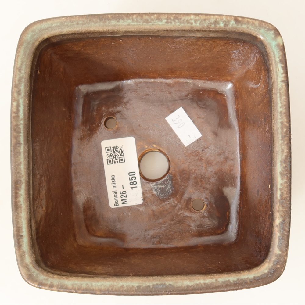 Ceramic bonsai pot, 13 x 13 x 8 cm, green