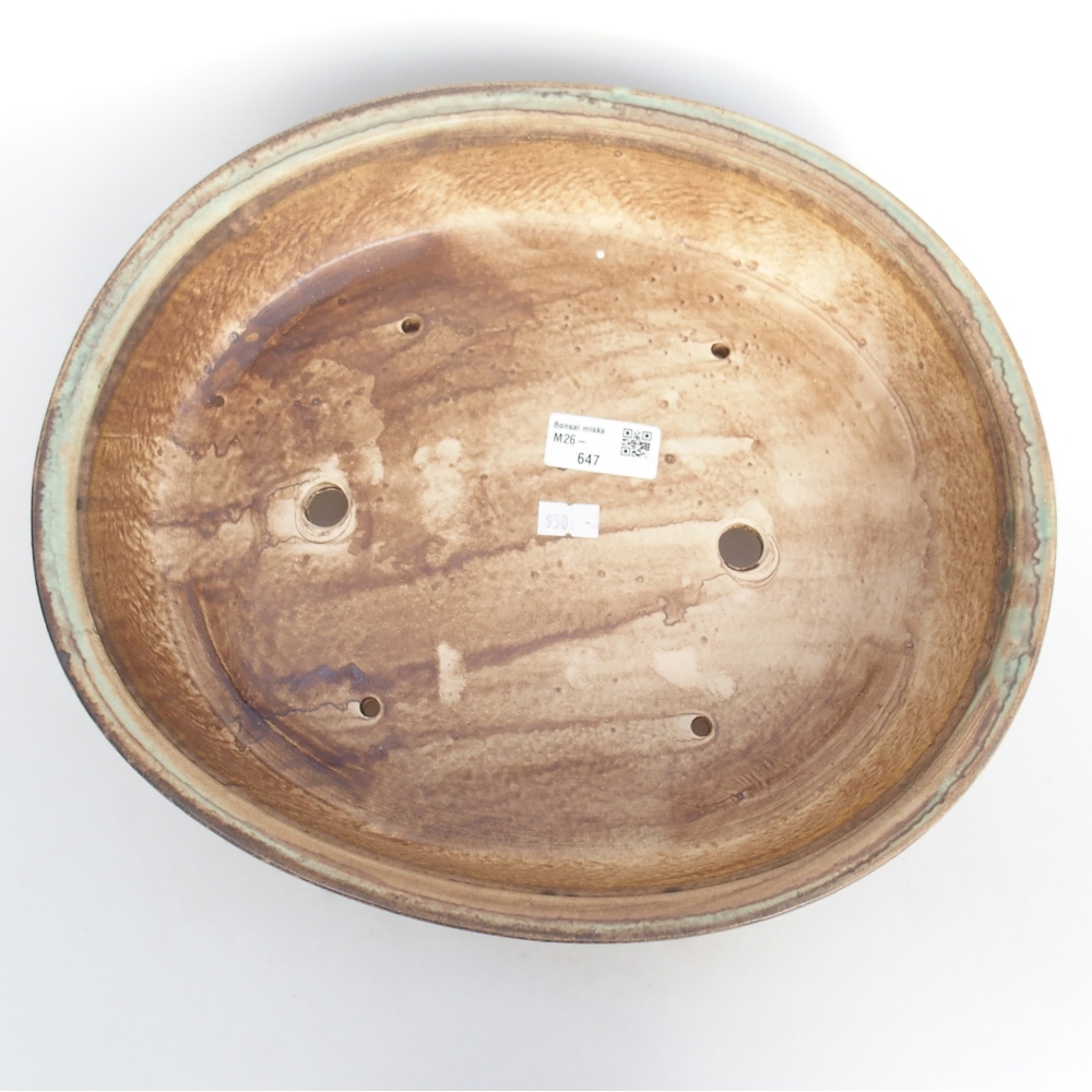 Ceramic bonsai bowl 32,5 x 28,5 x 7,5 cm, green