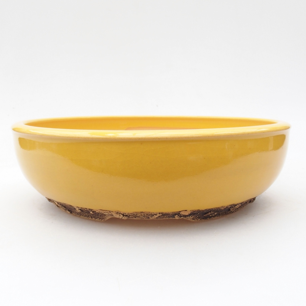 Ceramic bonsai bowl 20,5 x 20,5 x 6 cm, color yellow