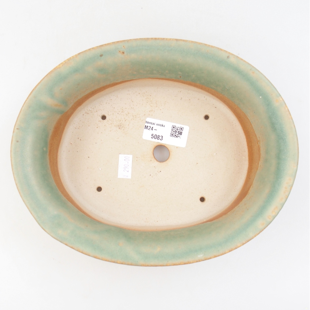 Ceramic bonsai bowl 22,5 x 18 x 6,5 cm, color green