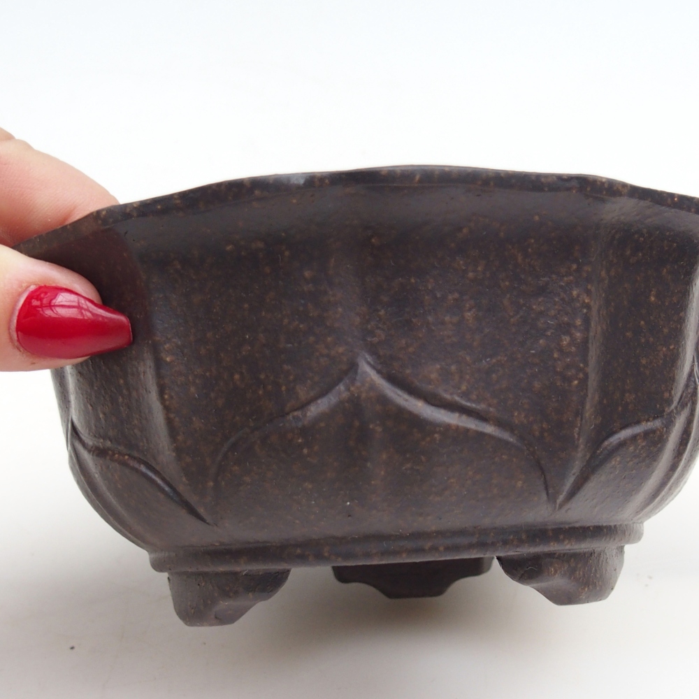 Ceramic bonsai bowl 15 x 15 x 6,5 cm, brownish ochre