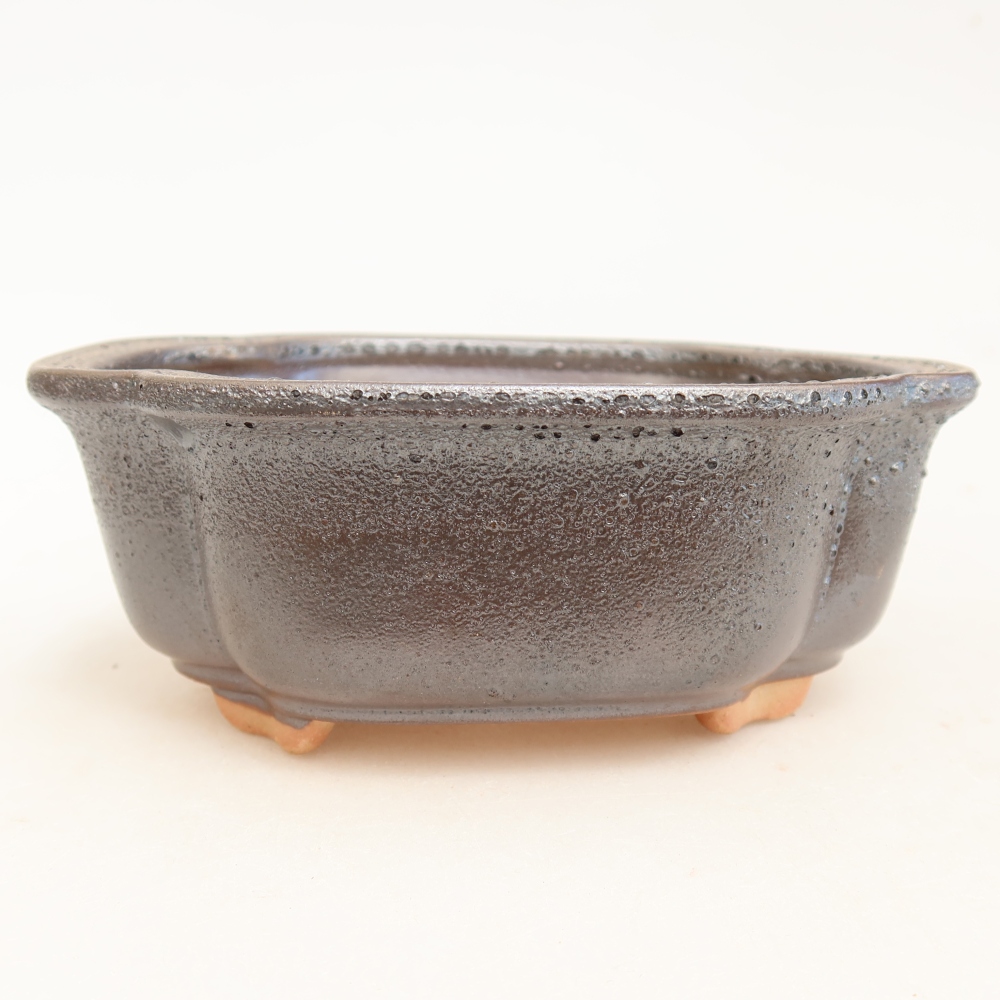 Ceramic bonsai pot, 13.5 x 10.5 x 5 cm, metallic color