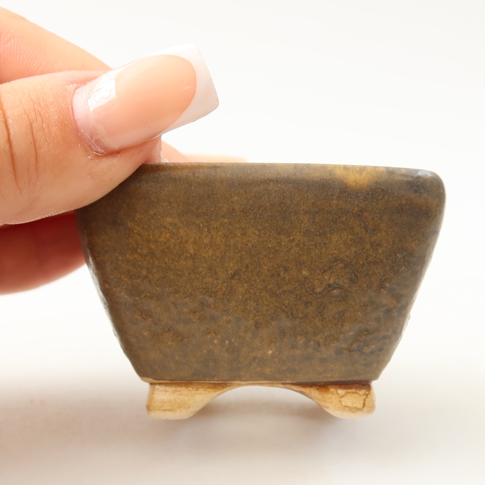 Ceramic bonsai bowl 6 x 6 x 4 cm, brown