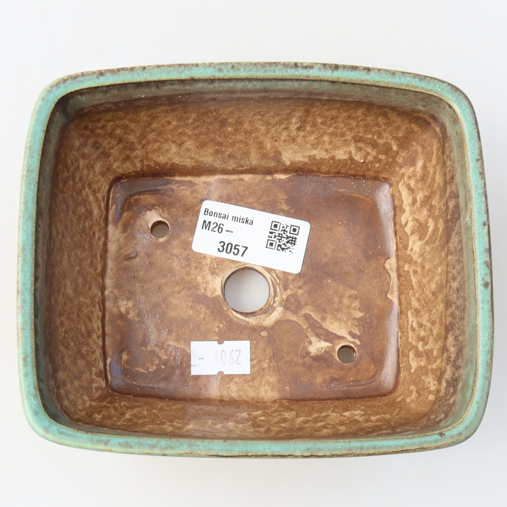 Ceramic bonsai pot, 15 x 12.5 x 5.5 cm, green