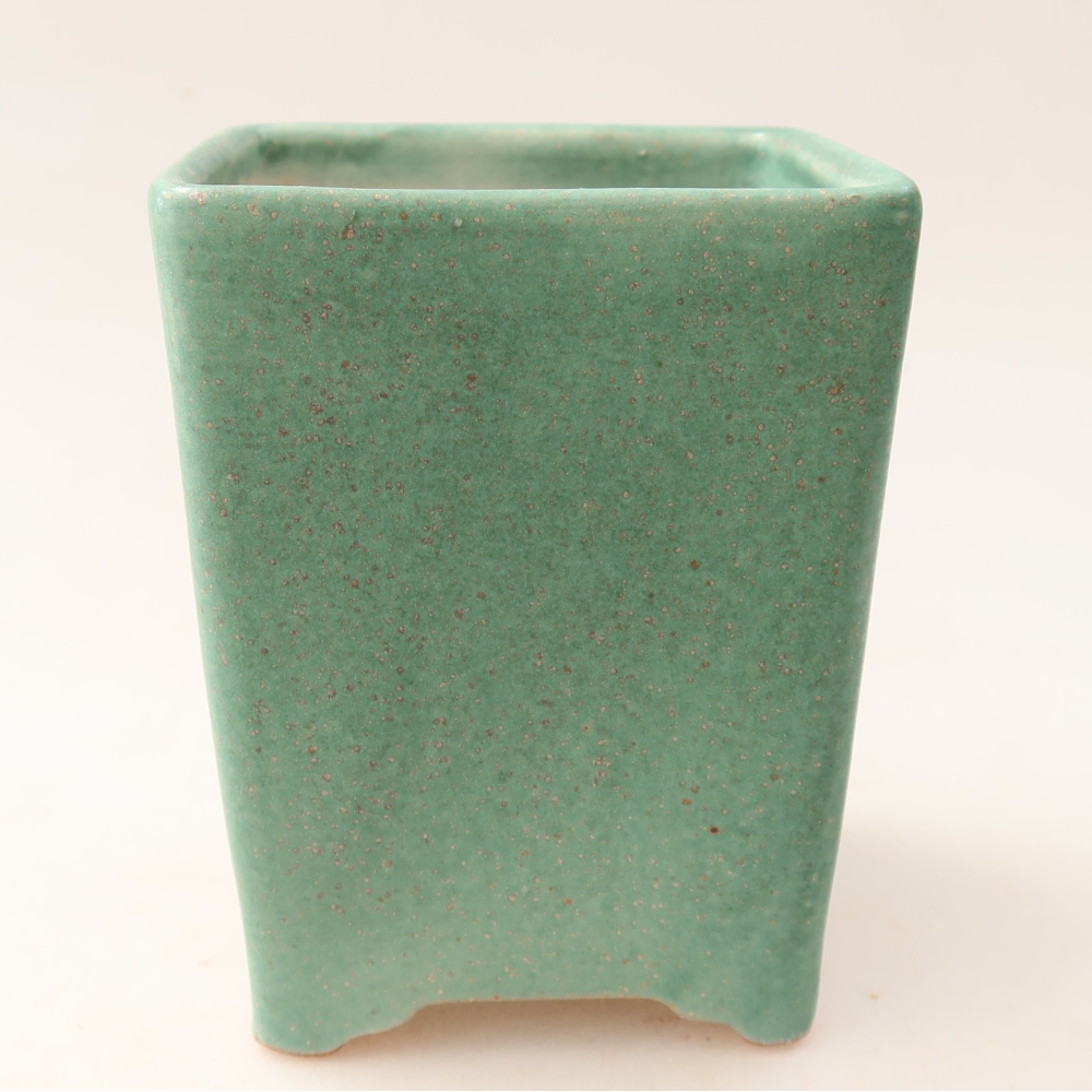 Ceramic bonsai pot, 9 x 9 x 11.5 cm, green
