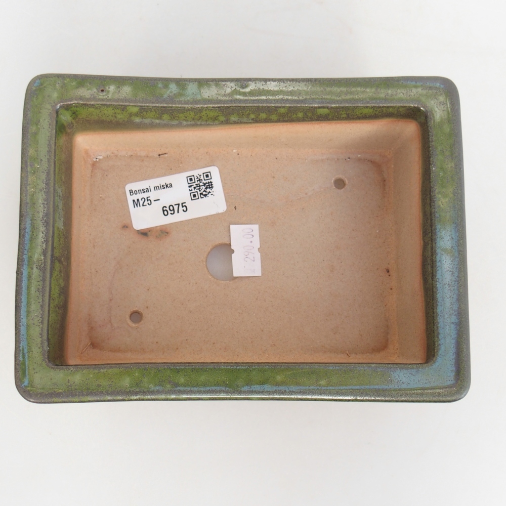 Ceramic bonsai bowl 16 x 12 x 6 cm, green