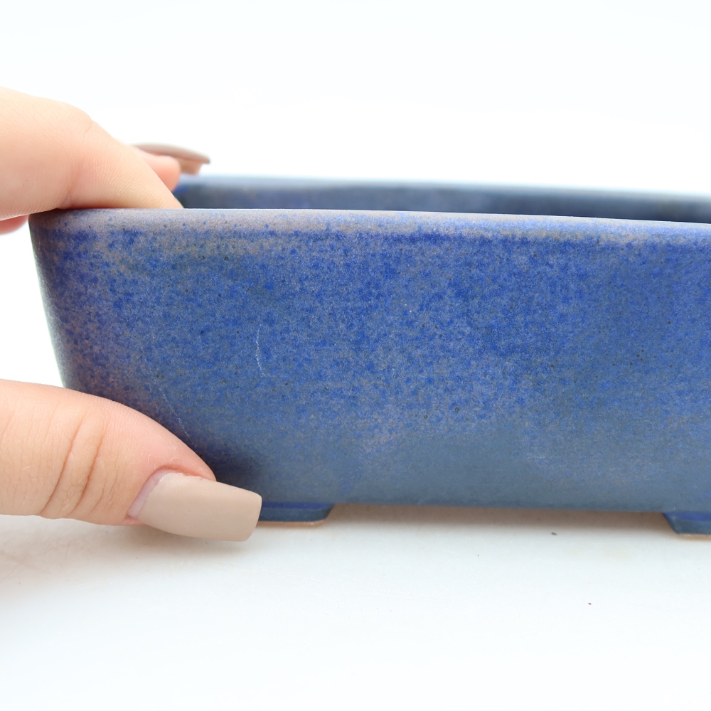 Ceramic bonsai pot, 16 x 10.5 x 5.5 cm, blue